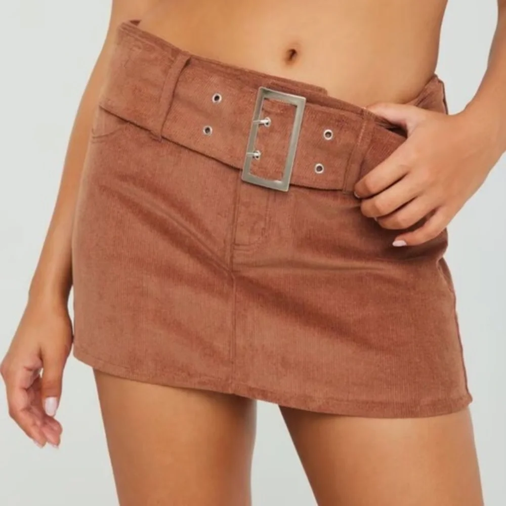 Garage low rise corduroy belted mini skirt brown xsmall